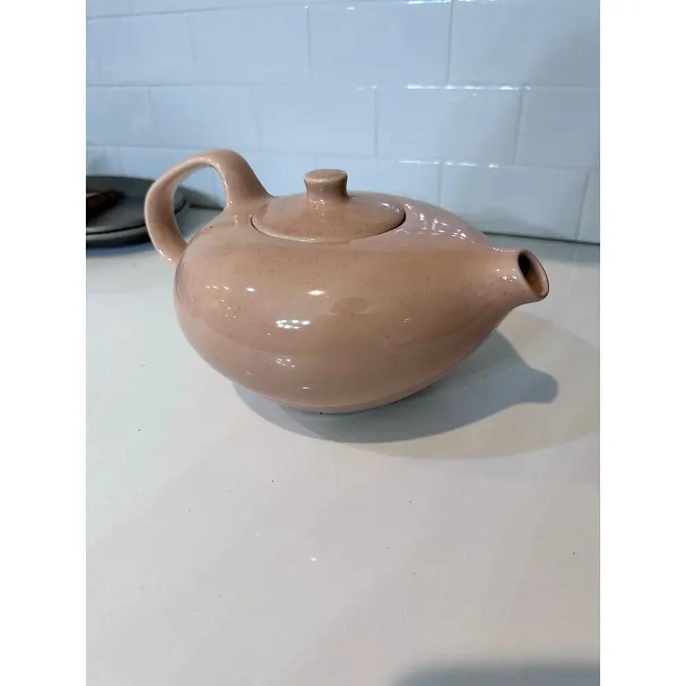 Vintage Russel Wright Pink Oneida Speckled Midcentury Pottery Teapot